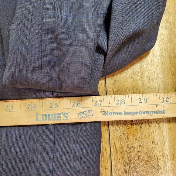 Joseph Abboud Blazer Mens 54R Navy Blue 100% Wool Windowpane Suit Jacket Coat - Picture 9 of 11
